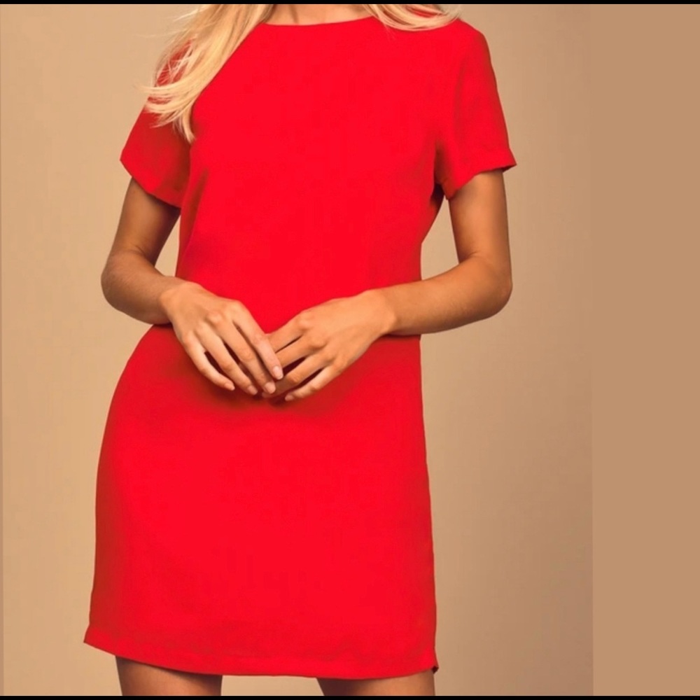 Lulus Red Shift dress short sleeve size large
